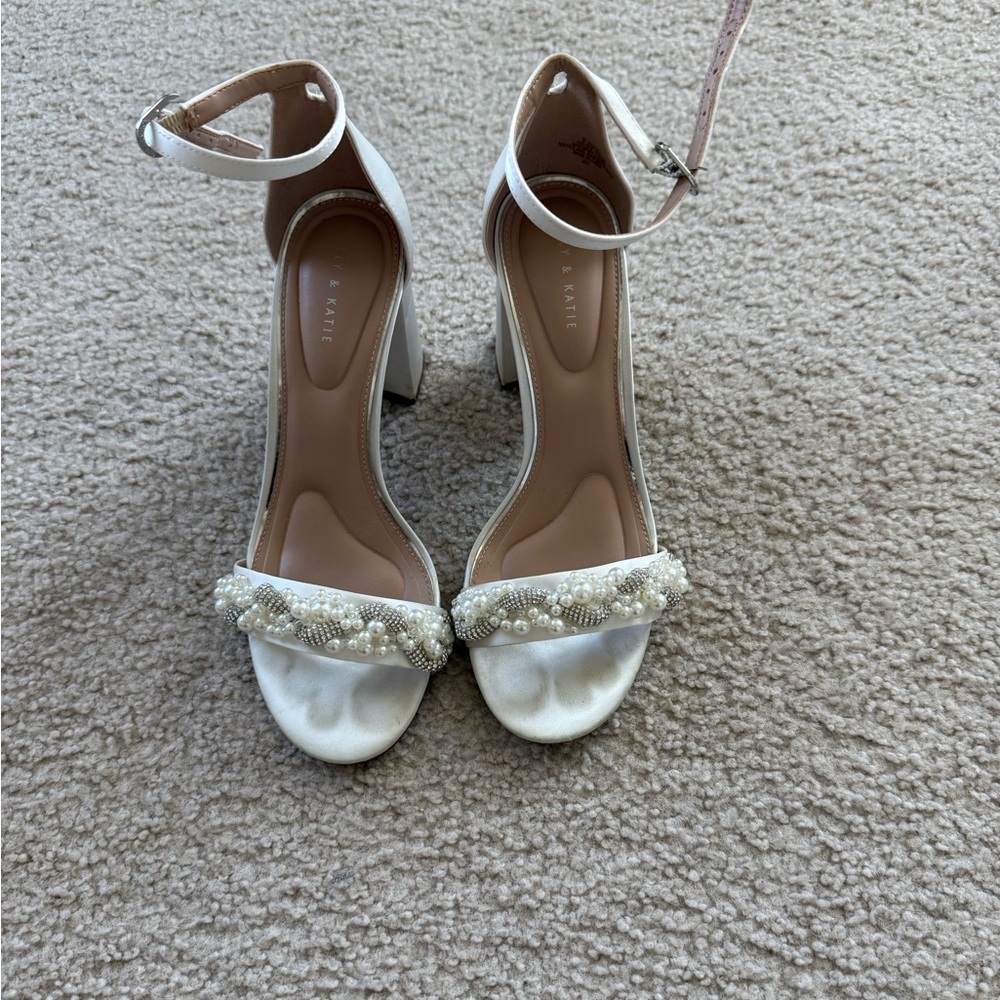 White Beaded Heels